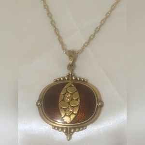 Lia Sophia Antique Gold Blue Moon Global Nomad Pendant Necklace Resin